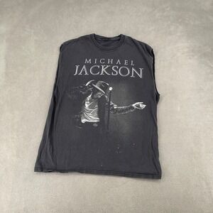 Michael Jackson Graphic Muscle Tee Vintage Grunge Y2K Sleeveless Shirt Black L